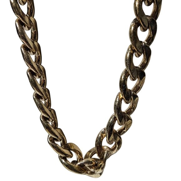 Chunky Gold Tone Chain Link Necklace Statement Fashion Jewelry Unisex - Picture 1 of 5